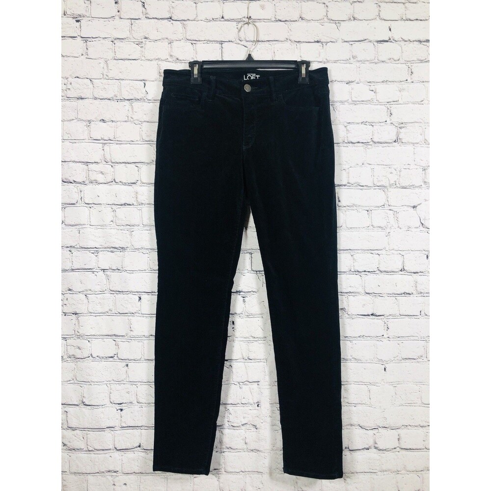 LOFT‎ Women's  Curvy Skinny Pants Velvet Corduroy Stretch Black Size 8